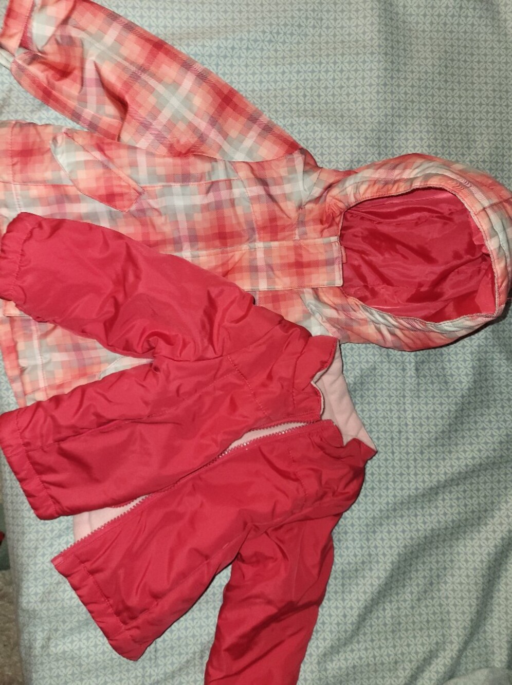 Cherokee 4-in-1 Pink Plaid & Solid Pink Baby Toddler Jacket Set, 12m